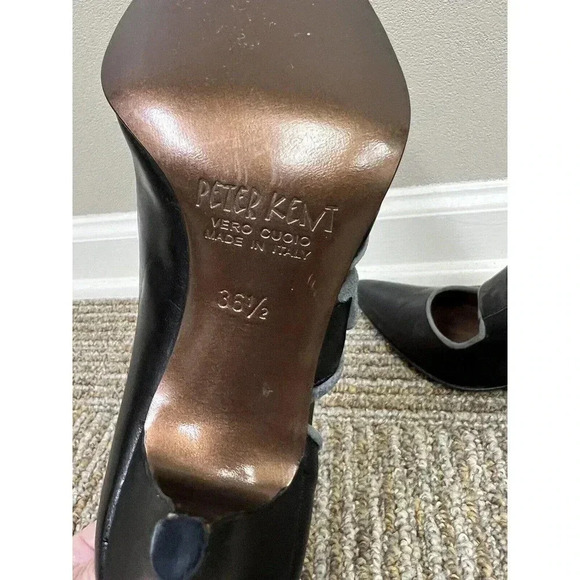 Peter Kent Vintage Black/Gray Mary Jane Button Vero Cudio 36.5 US 6.5 Excellent - Picture 12 of 15